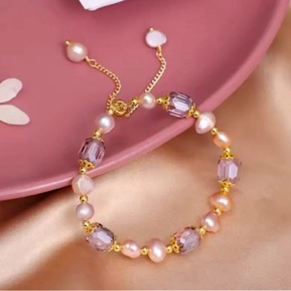 Gold Plated Beaded Pearl Bracelet